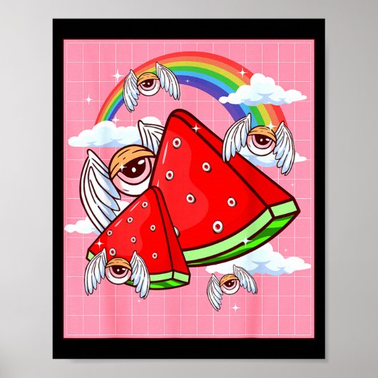 Weirore Aesthetic Kawaii Watermelon Eyes Winged Ey Poster (Voorkant)
