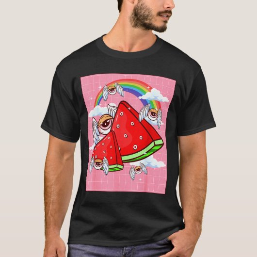 Weirore Aesthetic Kawaii Watermelon Eyes Winged Ey T-shirt (Voorkant)
