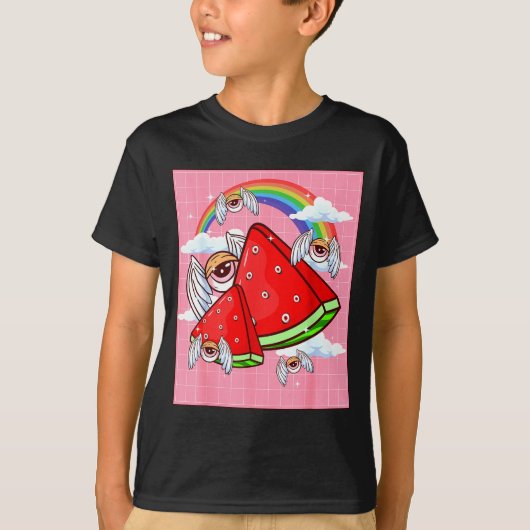 Weirore Aesthetic Kawaii Watermelon Eyes Winged Ey T-shirt (Voorkant)