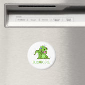 weiß grün Krokodil Cartoon Magneet (Insitu (Vaatwasser))