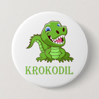 weiß grün Krokodil Cartoon Ronde Button 7,6 Cm