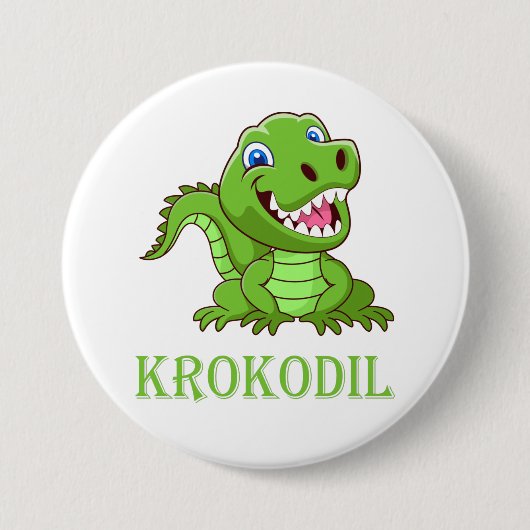 weiß grün Krokodil Cartoon Ronde Button 7,6 Cm (Voorkant)