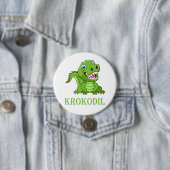 weiß grün Krokodil Cartoon Ronde Button 7,6 Cm (In situ)