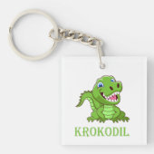 weiß grün Krokodil Cartoon Sleutelhanger (Voorkant)