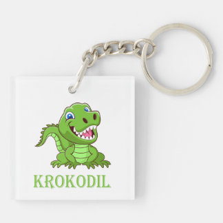 weiß grün Krokodil Cartoon Sleutelhanger
