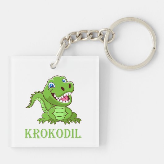 weiß grün Krokodil Cartoon Sleutelhanger (Achterkant)
