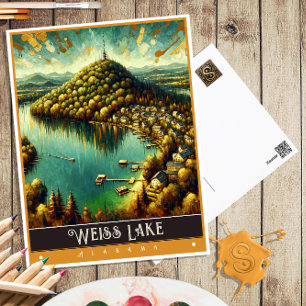 Weiss Lake, Alabama   Schilderij in vintage stijl Briefkaart