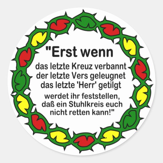Weissagung der Cree Ronde Sticker (Voorkant)
