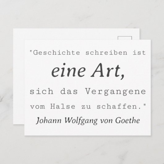 Weisse Goethe Zitat Geschichte Schreiben Briefkaart (Voorkant / Achterkant)