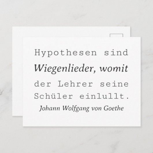 Weisse Goethe Zitat Hypothesen sind Wiegenlieder Briefkaart (Voorkant / Achterkant)