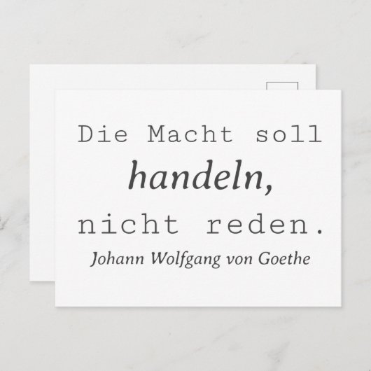 Weisse Goethe Zitat Nicht reden Briefkaart (Voorkant / Achterkant)