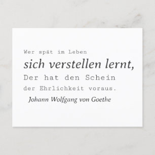 Weisse Goethe Zitat Sich verstellen lernen Briefkaart