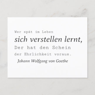 Weisse Goethe Zitat Sich verstellen lernen Briefkaart