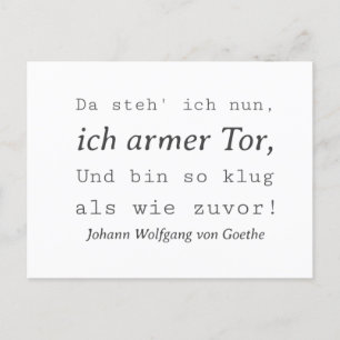 Weisse Goethe Zitat So klug als wie zuvor Briefkaart
