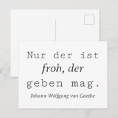 Weisse Goethe Zitat Wer Nur der ist Froh Briefkaart (Voorkant / Achterkant)