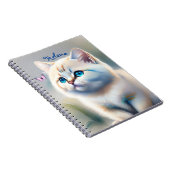 weiße Katze mit blauen Augen Wasserfarbenbild Notitieboek (Rechterzijde)
