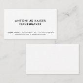 Weiße professionelle einfarbige elegante moderne  visitekaartje (Voorkant / Achterkant)