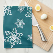 Weiße Schneeflocken Theedoek (Quarter Fold)