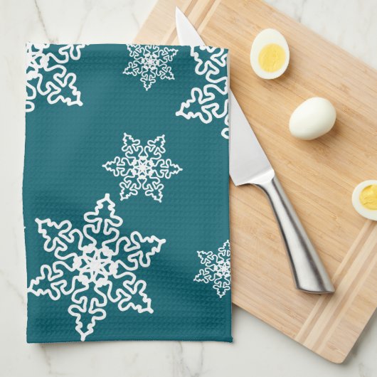 Weiße Schneeflocken  Theedoek (Quarter Fold)