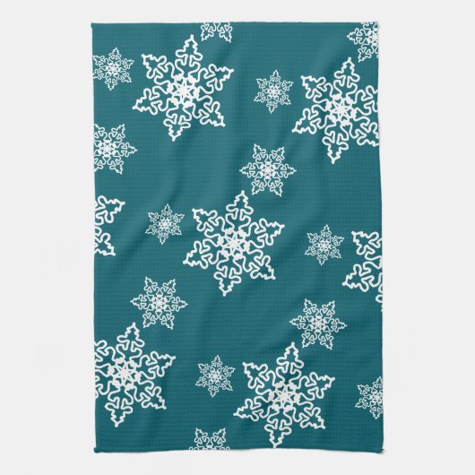 Weiße Schneeflocken Theedoek (Verticaal)