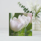 Weiße Tulpen • Save-the-Date-Postkarte Save The Date (Staand voorkant)