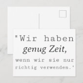 Weisse Zitat Wir haben genug Zeit Briefkaart (Voorkant / Achterkant)