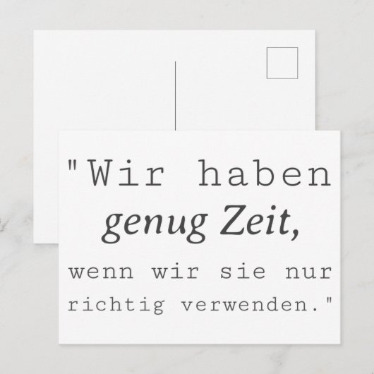 Weisse Zitat Wir haben genug Zeit Briefkaart (Voorkant / Achterkant)