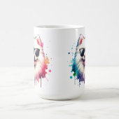 Weißer kleiner Spitz Hund mit Sonnenbrille Koffiemok (Center)