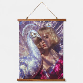 Weißer Pfau und Schönheit in rosa Eleganz Hangend Wandkleed