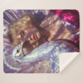 Weißer Pfau und Schönheit in rosa Eleganz Sherpa Deken (Voorkant (horizontaal))