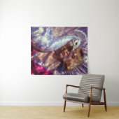 Weißer Pfau und Schönheit in rosa Eleganz Wandkleed (In Situ (horizontaal))