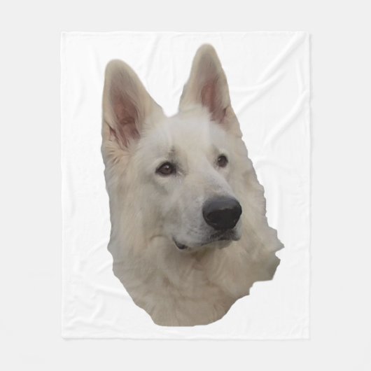 weisser Schäferhund Kopf Decke Fleece Deken (Voorkant)