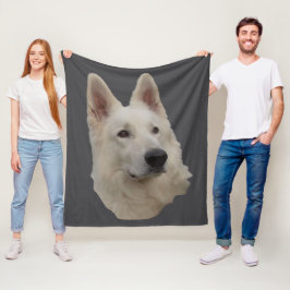 weisser Schäferhund Kopf Decke Fleece Deken