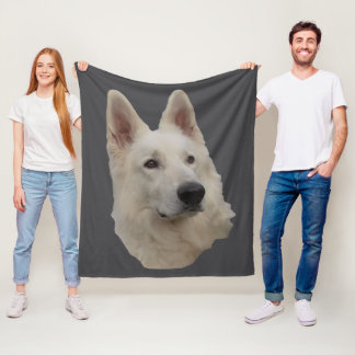 weisser Schäferhund Kopf Decke Fleece Deken