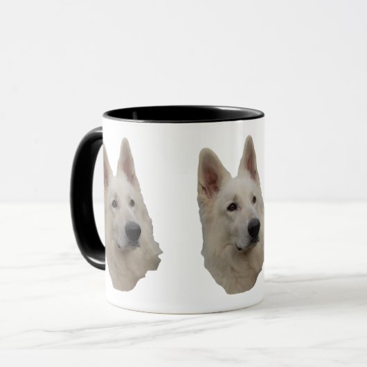 weisser Schäferhund Kopf Tasse Mok (Voorkant links)