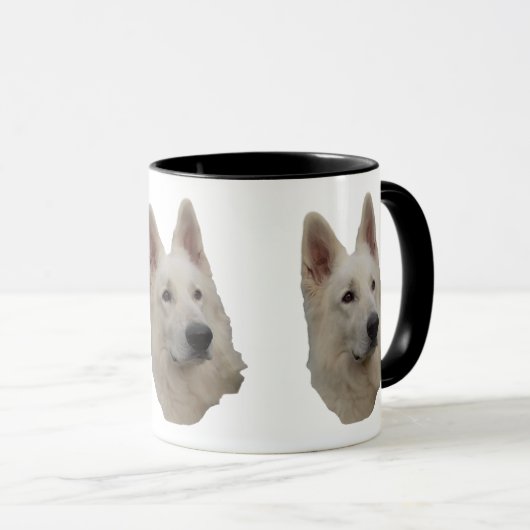weisser Schäferhund Kopf Tasse Mok (Voorkant rechts)