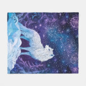 Weißer Wolf unter magischem Sternenhimmel Fleece Deken (Voorkant (Horizontaal))