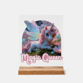 Weißes Einhorn mit Flügeln - Magic Queen Acryl Bord (Voorkant)