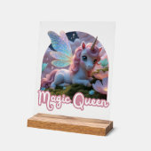 Weißes Einhorn mit Flügeln - Magic Queen Acryl Bord (Hoek)