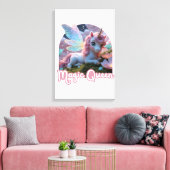 Weißes Einhorn mit Flügeln - Magic Queen Canvas Afdruk (Insitu (Woonkamer))
