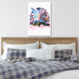 Weißes Einhorn mit Flügeln - Magic Queen Canvas Afdruk