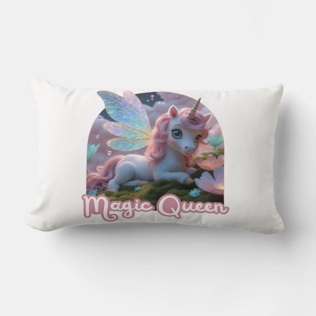 Weißes Einhorn mit Flügeln - Magic Queen Kussen (Voorkant)