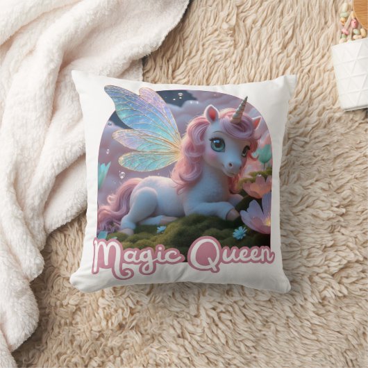 Weißes Einhorn mit Flügeln - Magic Queen Kussen (Deken)