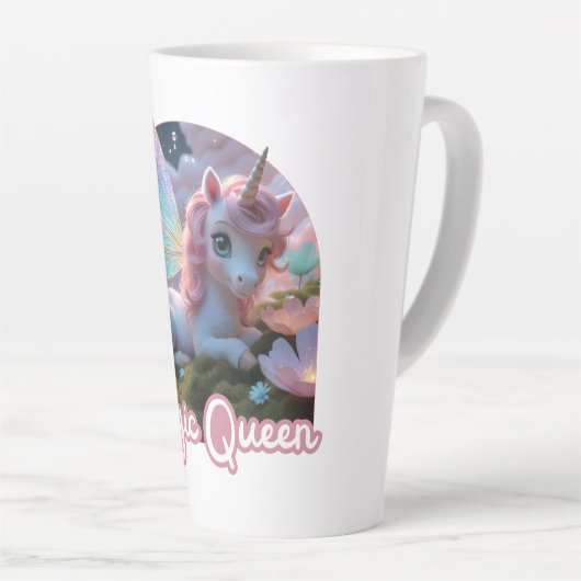 Weißes Einhorn mit Flügeln - Magic Queen Latte Mok (Rechterhoek)