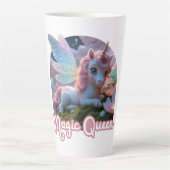 Weißes Einhorn mit Flügeln - Magic Queen Latte Mok (Voorkant)