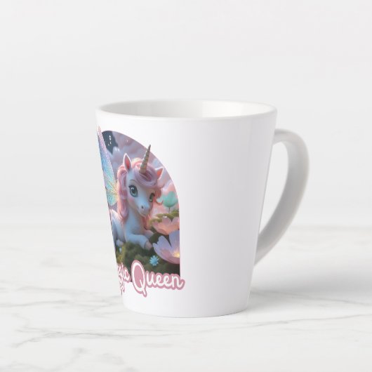 Weißes Einhorn mit Flügeln - Magic Queen Latte Mok (Rechterhoek)