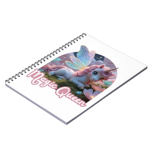 Weißes Einhorn mit Flügeln - Magic Queen Notitieboek (Linkerzijde)