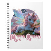 Weißes Einhorn mit Flügeln - Magic Queen Notitieboek (Voorkant)