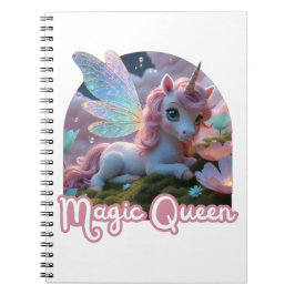 Weißes Einhorn mit Flügeln - Magic Queen Notitieboek