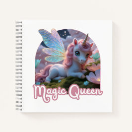 Weißes Einhorn mit Flügeln - Magic Queen Notitieboek